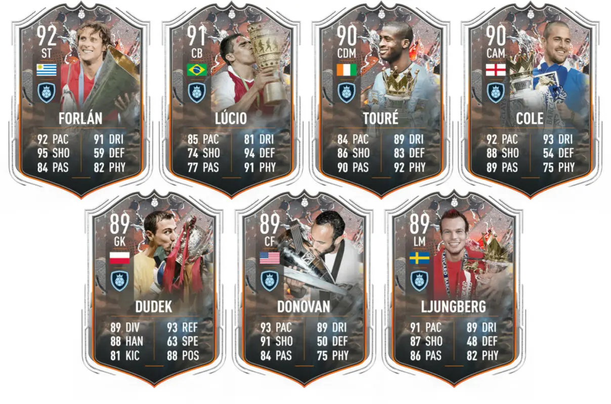 Todas las cartas de los Héroes Trophy Titans transferibles +89 de FIFA 23 Ultimate Team