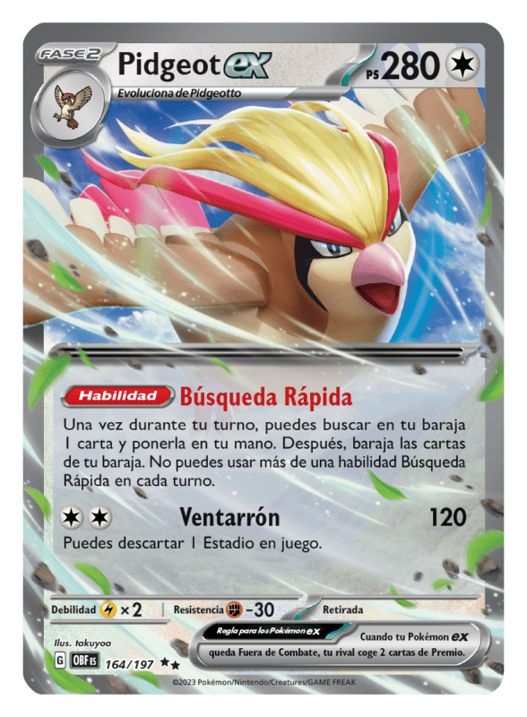 JCC Pokemon Llamas Obsidianas Pidgeot ex