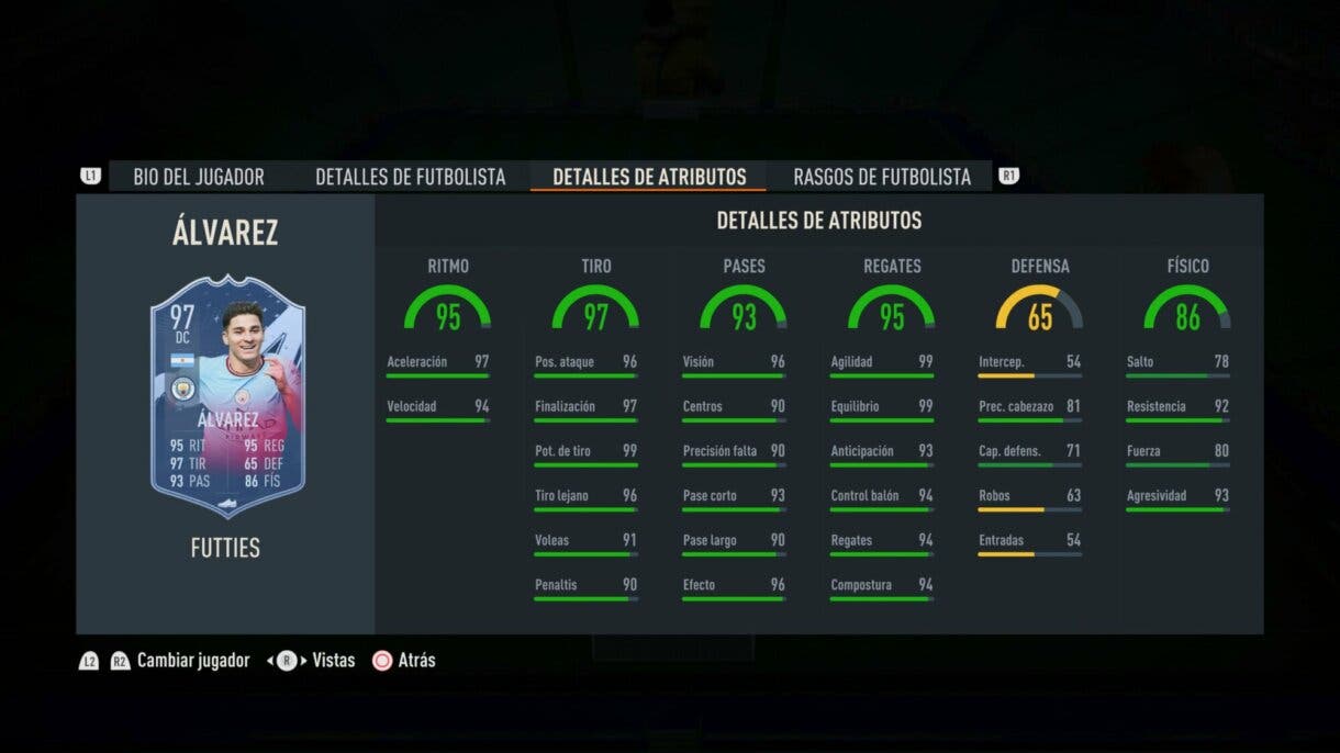 Stats in game Julián Álvarez FUTTIES FIFA 23 Ultimate Team