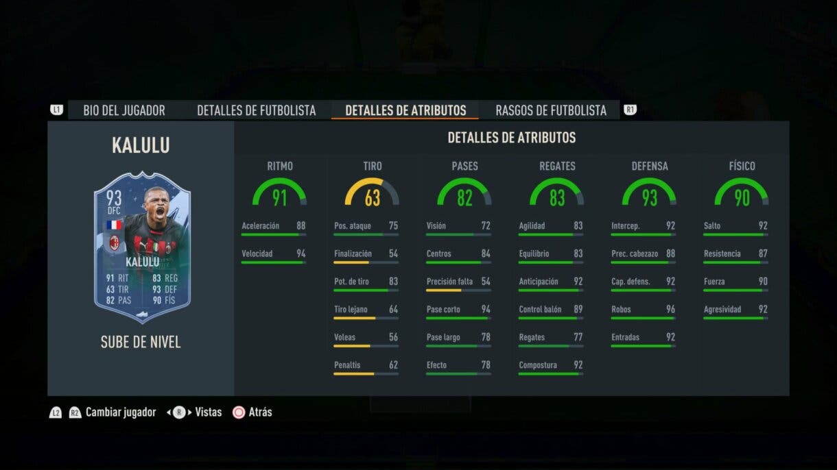 Stats in game Kalulu Sube de Nivel mejorado FIFA 23 Ultimate Team