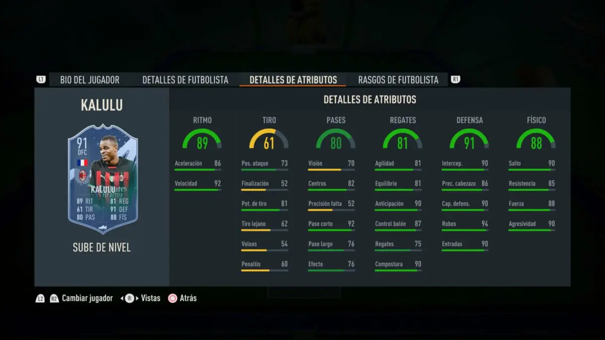 Stats in game Kalulu Sube de Nivel FIFA 23 Ultimate Team