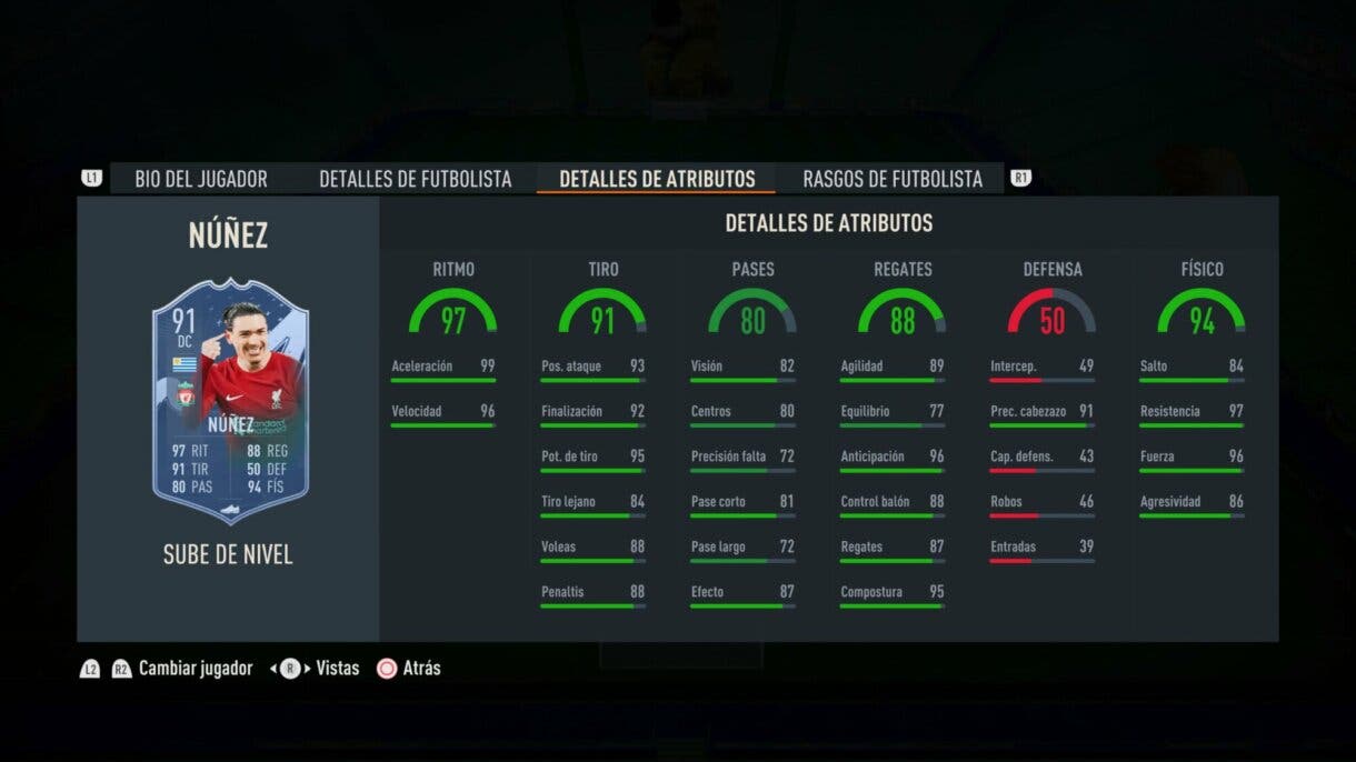 Stats in game Núñez Sube de Nivel FIFA 23 Ultimate Team
