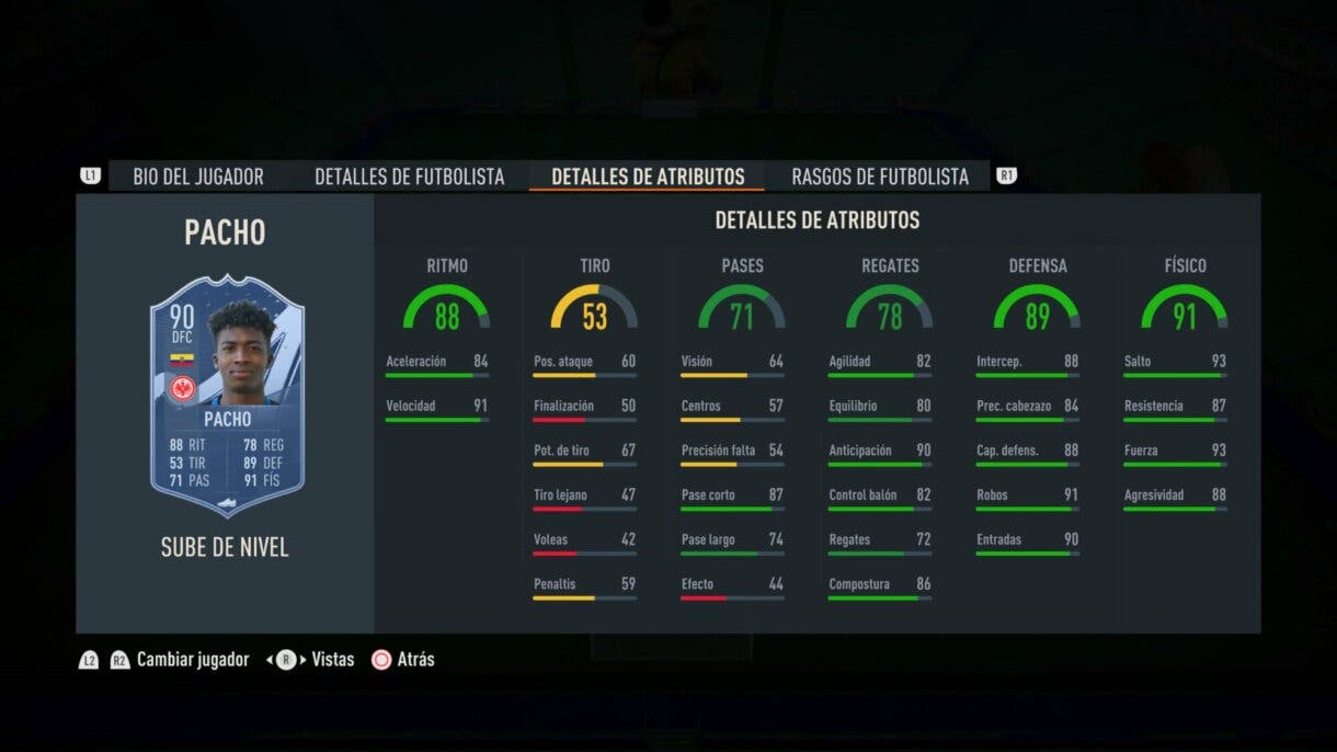 Stats in game Pacho Sube de Nivel FIFA 23 Ultimate Team