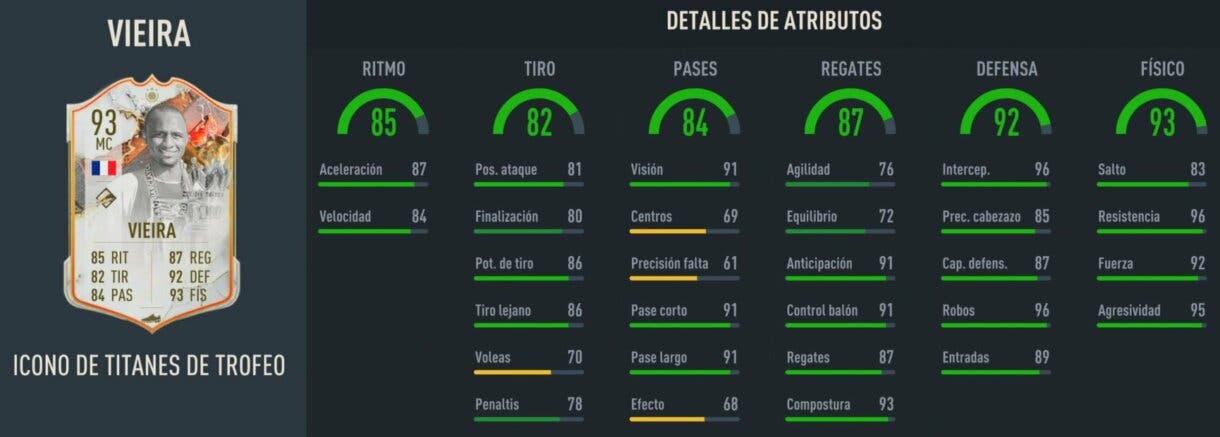 Stats in game Vieira Icono Trophy Titans FIFA 23 Ultimate Team