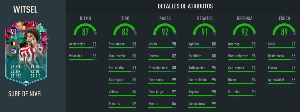 Stats in game Witsel Sube de Nivel FIFA 23 Ultimate Team
