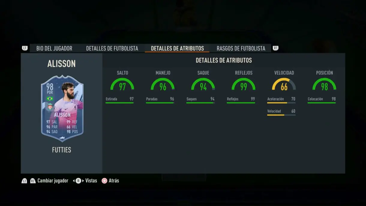 Stats in game Alisson FUTTIES FIFA 23 Ultimate Team