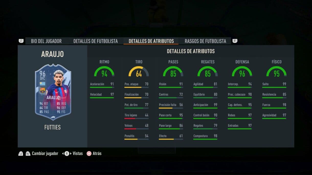Stats in game Araujo FUTTIES FIFA 23 Ultimate Team