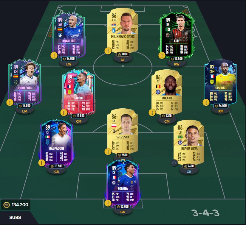 Eleven FUT.GGs with cards to complete a roster of 89 SBC shapeshifters or FUTTIES 93+ from FIFA 23 Ultimate Team.