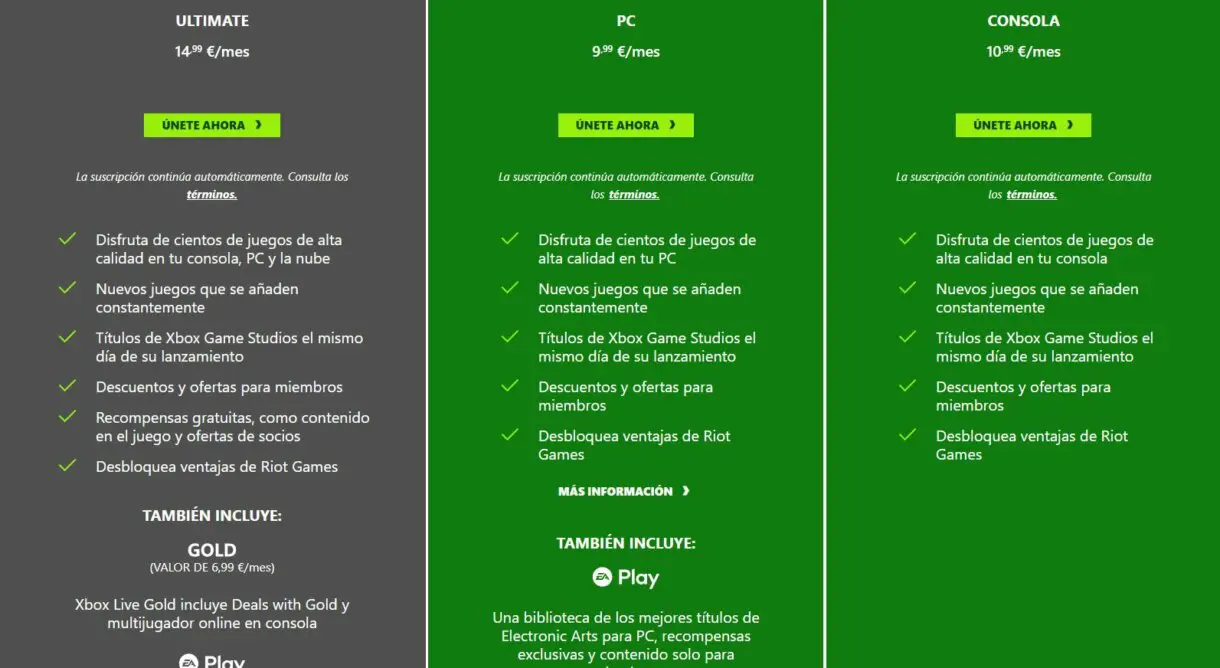 Precios Game Pass