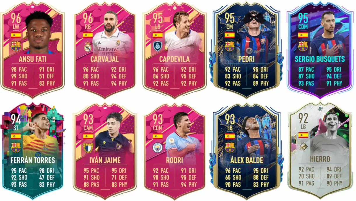 Ejemplos cartas competitivas España FIFA 23 Ultimate Team