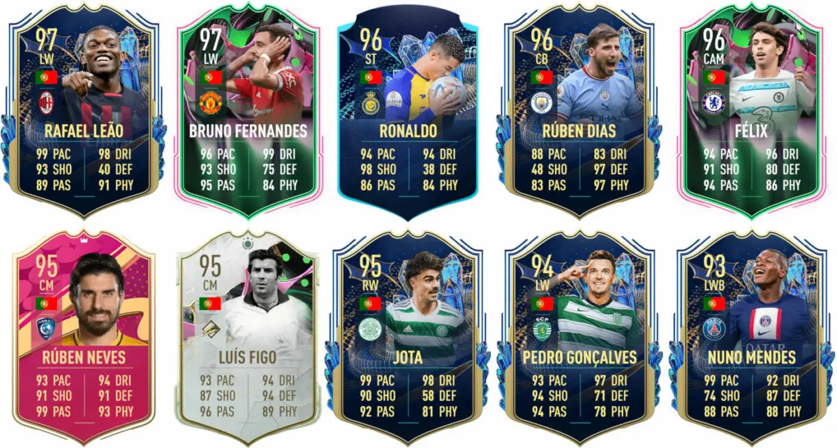 Ejemplos cartas competitivas Portugal FIFA 23 Ultimate Team