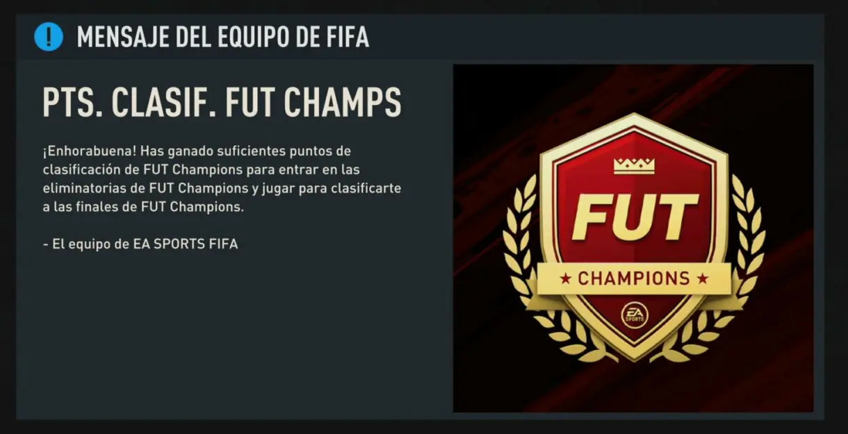 Mensaje FIFA 23 Ultimate Team avisando sobre los puntos 