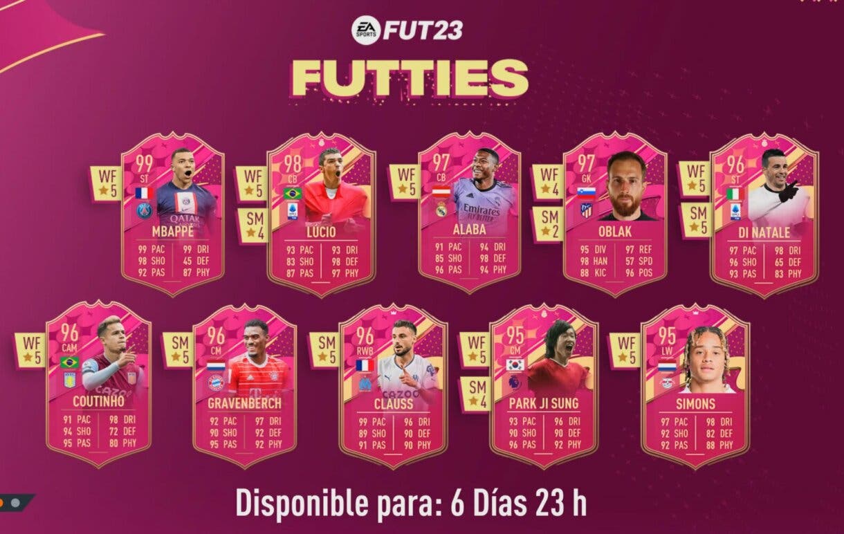 Todas las cartas del cuarto equipo FUTTIES en pantalla de carga FIFA 23 Ultimate Team