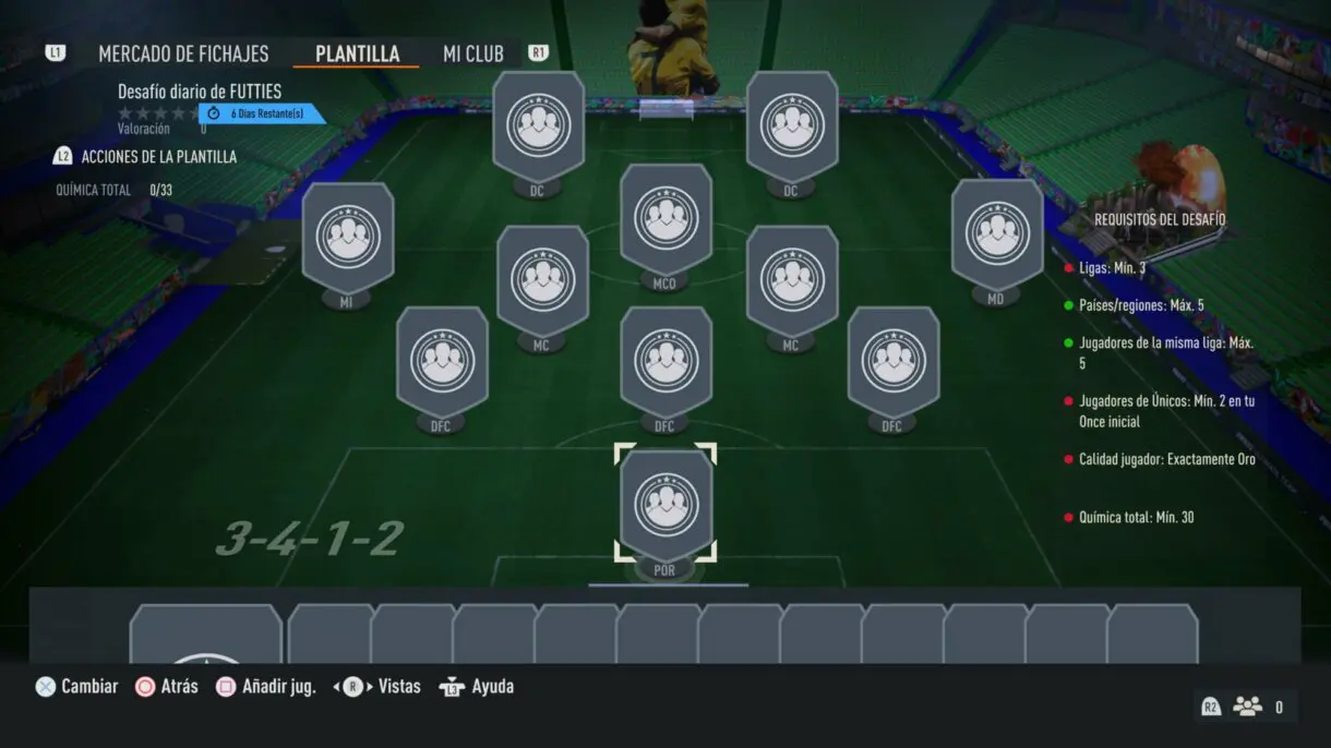 SBC Desafío diario de FUTTIES (con la plantilla vacía) FIFA 23 Ultimate Team