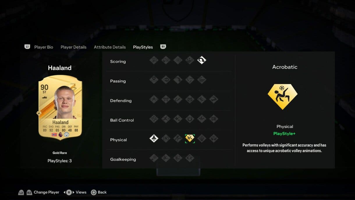 PlayStyles de Haaland oro en EA Sports FC 24 (pero es un ejemplo, no oficial)