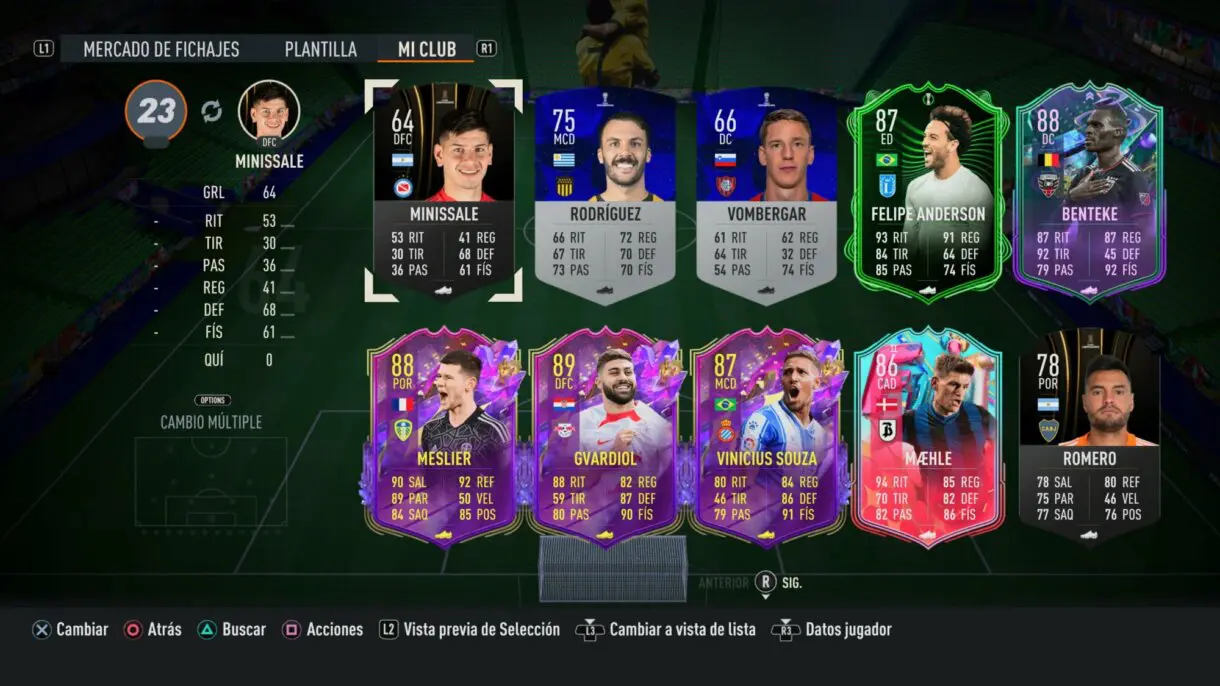 Cartas que aparecen al buscar en el club de FIFA 23 Ultimate Team por recientes y especiales (salen muchos ítems de anteriores eventos)