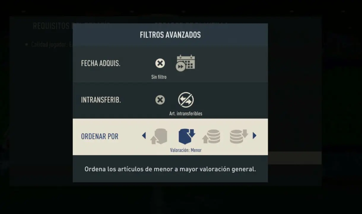 Filtros avanzados del creador de plantillas de SBC de FIFA 23 Ultimate Team