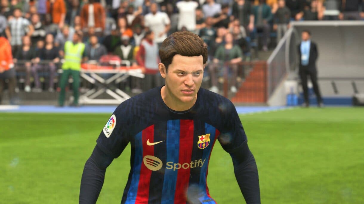 Imagen de partido rápido de FIFA 23 enfocando la cara de Gavi