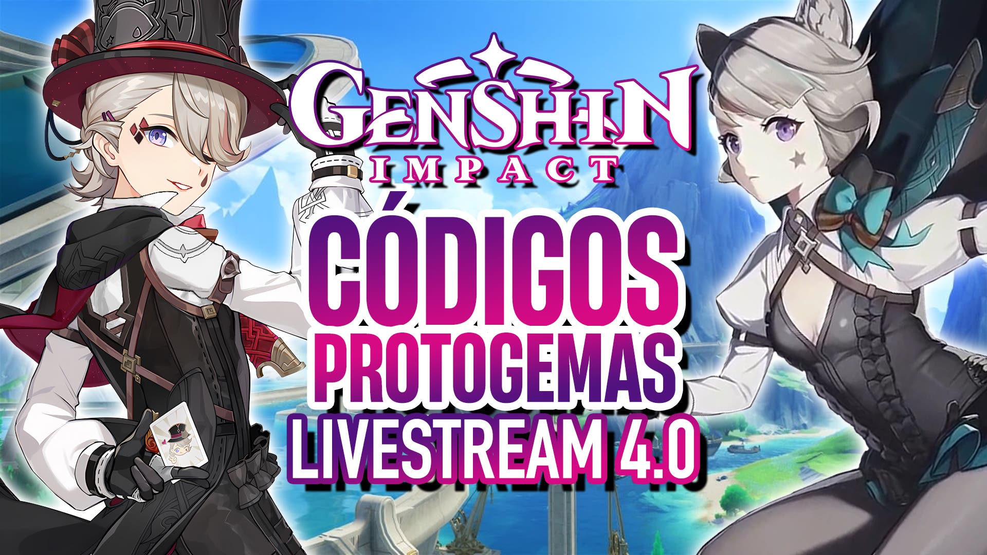 Códigos da live de Genshin Impact 4.0 100 Primogems cada #genshinimpac