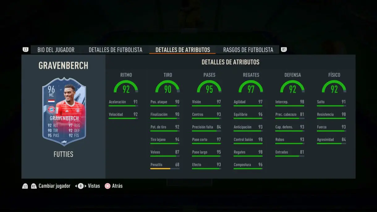 Stats in game Gravenberch FUTTIES FIFA 23 Ultimate Team