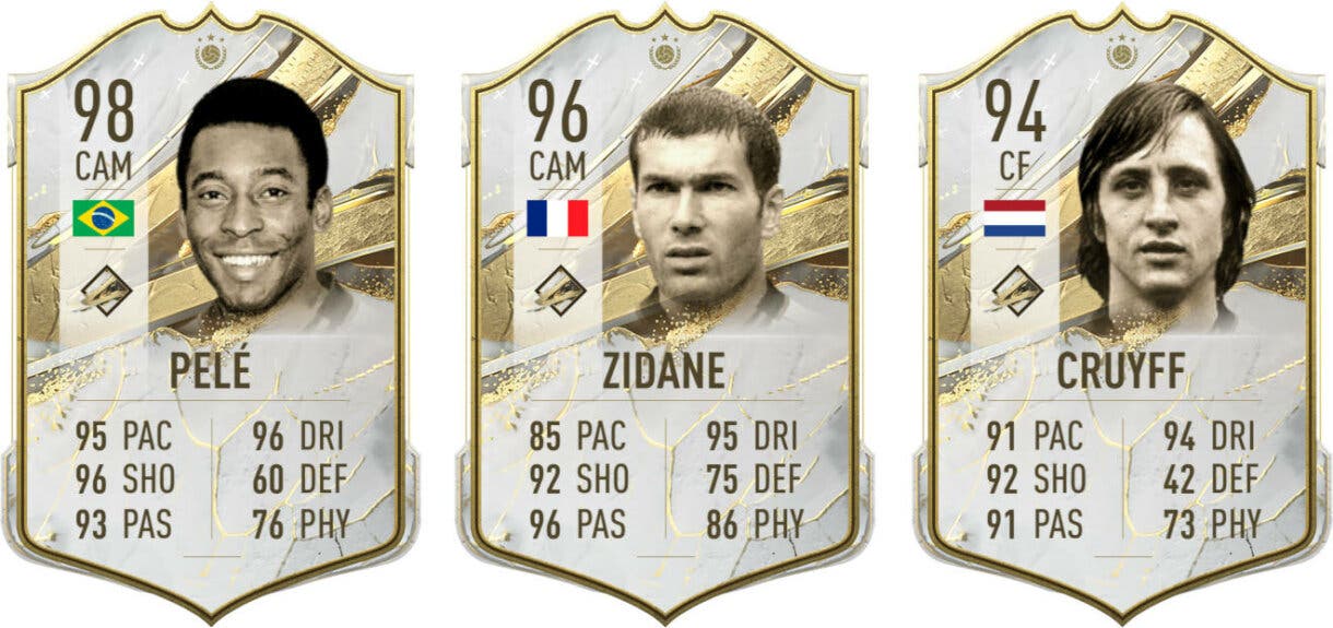 Cartas Icono Prime Pelé, Zidane y Cruyff FIFA 23 Ultimate Team