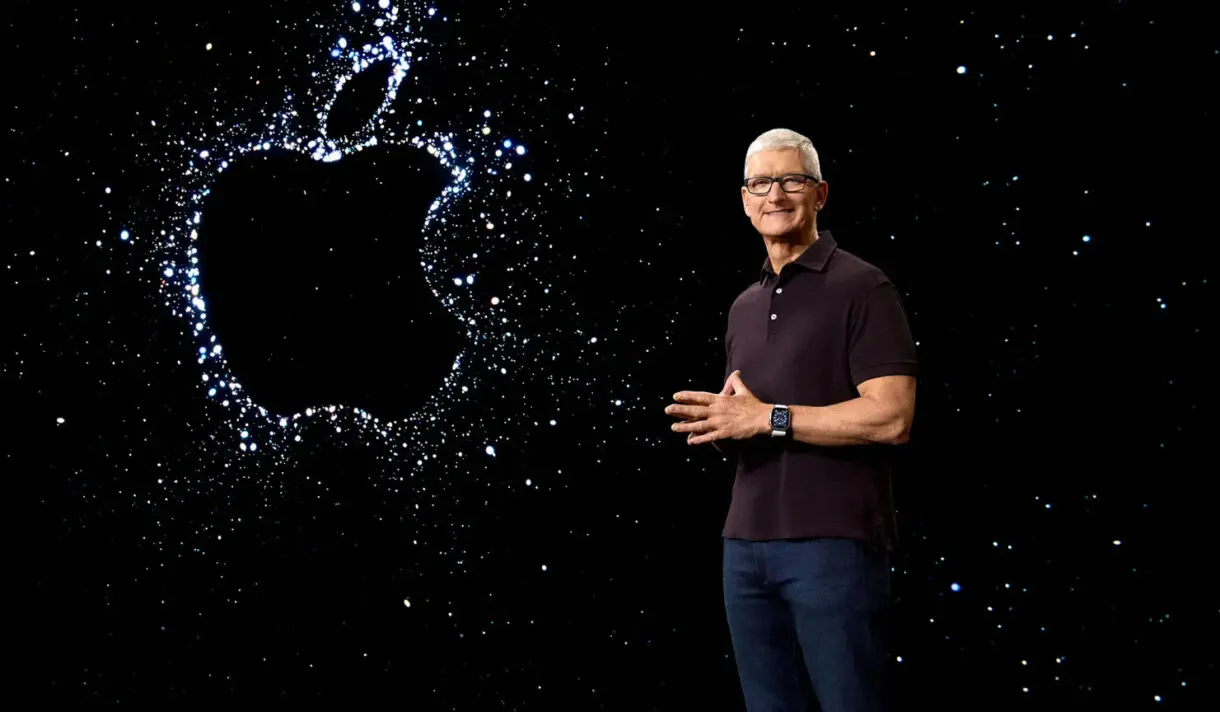 Tim Cook durante una presentación de Apple.