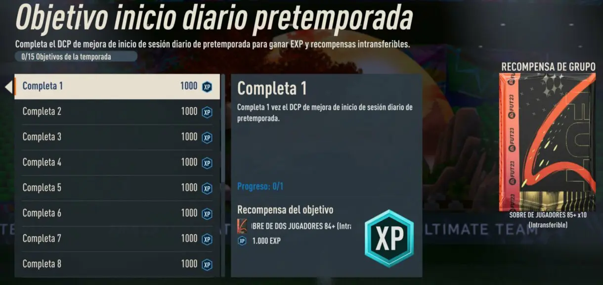 Objetivos inicio diario pretemporada FIFA 23 Ultimate Team