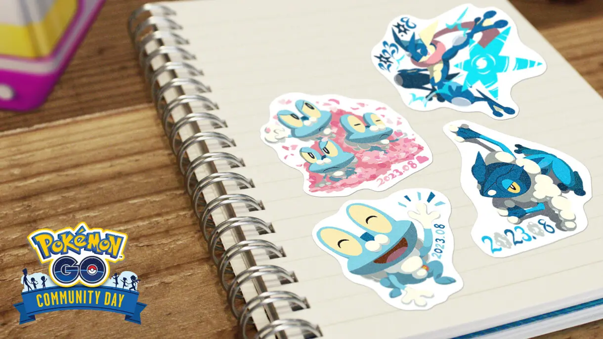 Pokemon GO pegatinas Dia de la Comunidad Froakie