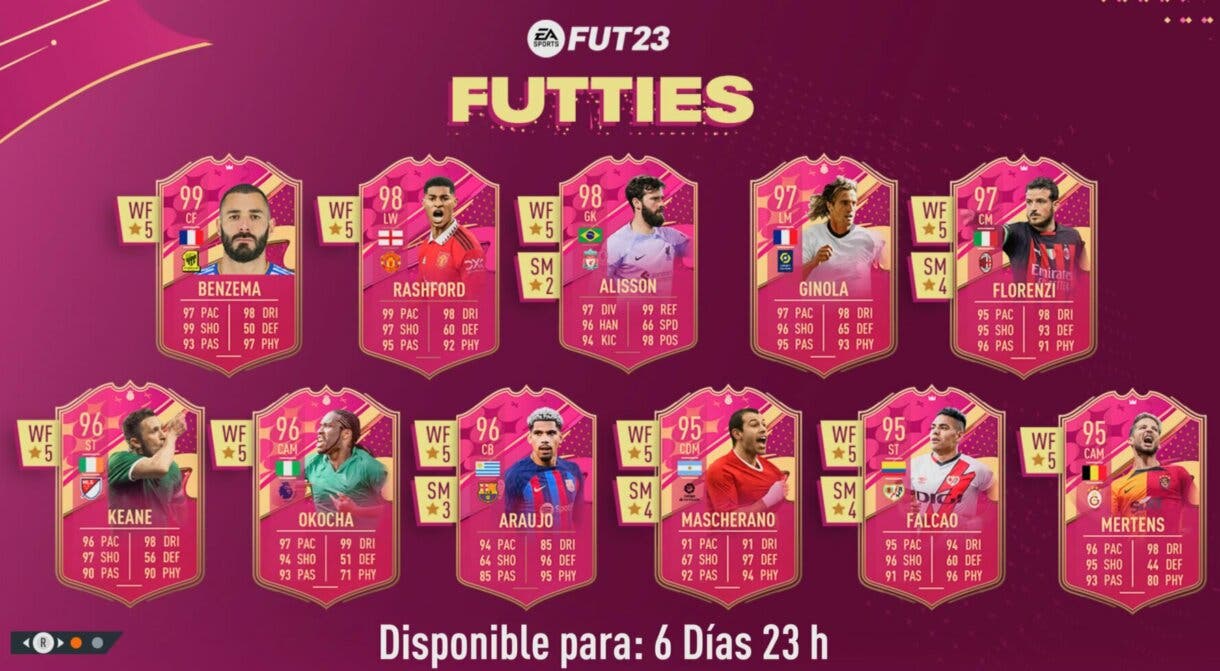 Todas las cartas del quinto equipo FUTTIES FIFA 23 Ultimate Team