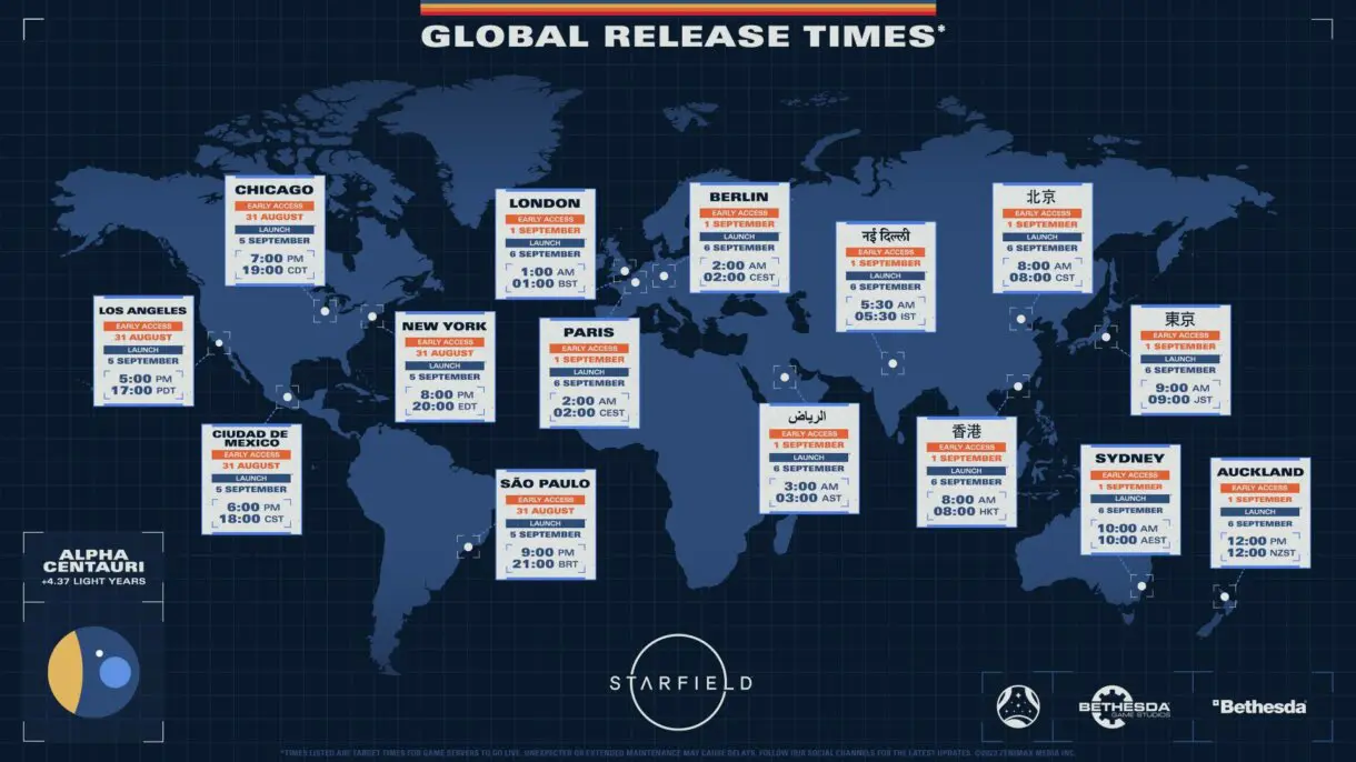 Hora de salida de Starfield en todo el mundo