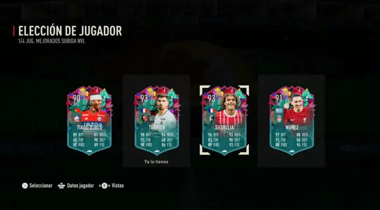 Imagen de FIFA 23: error en el player pick de cartas Sube de Nivel + Regresa la Mejora de cien +82