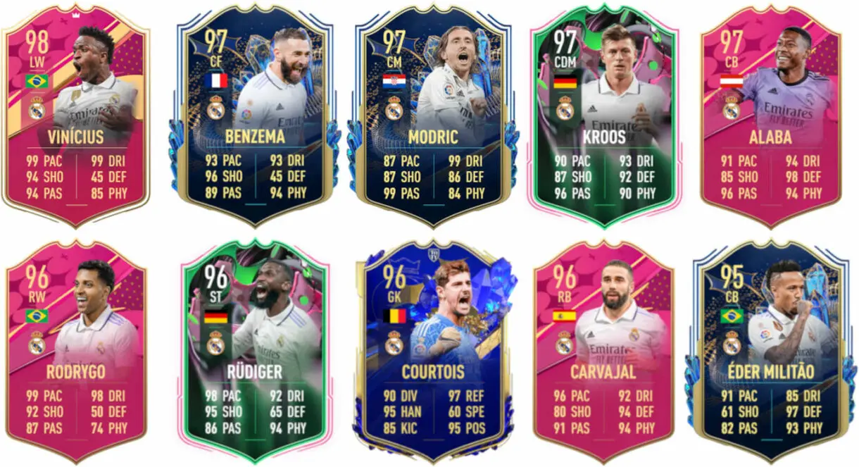 Ejemplos cartas competitivas Real Madrid FIFA 23 Ultimate Team