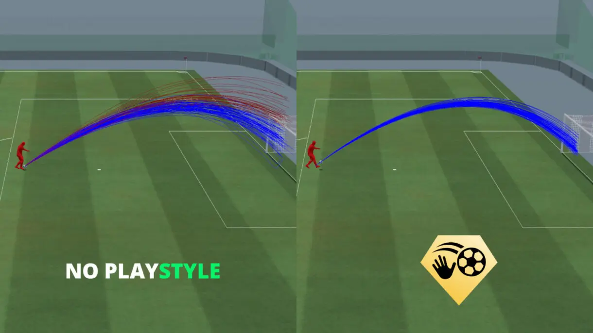 Comparación en cómo afecta el PlayStyle de Vaselina en EA Sports FC 24 (entre no tenerlo, contar con él y tener el +)