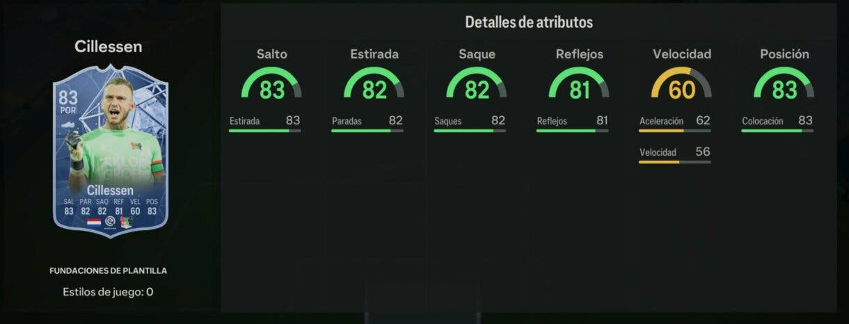 Stats in game Cillesen Fundaciones de plantilla EA Sports FC 24 Ultimate Team