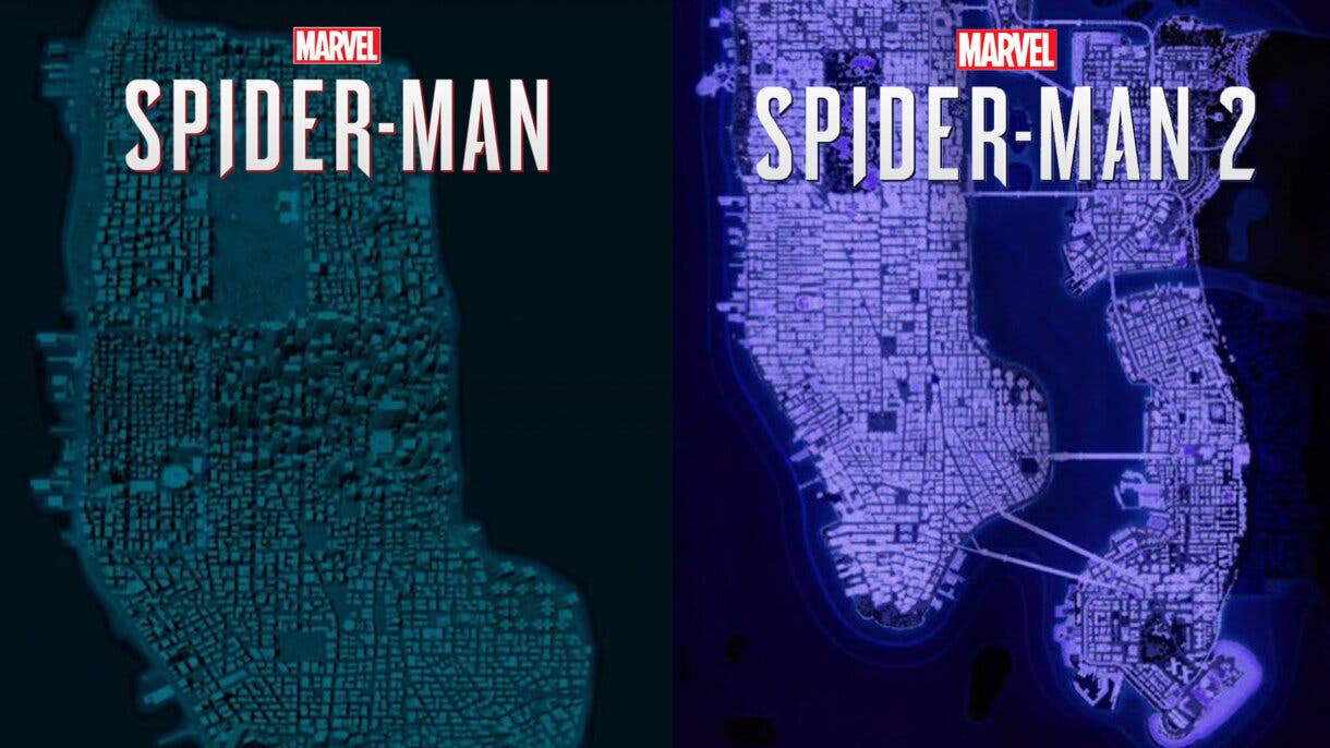 Comparativa del mapa de Marvel's Spider-Man 2 con el de Marvel's Spider-Man 