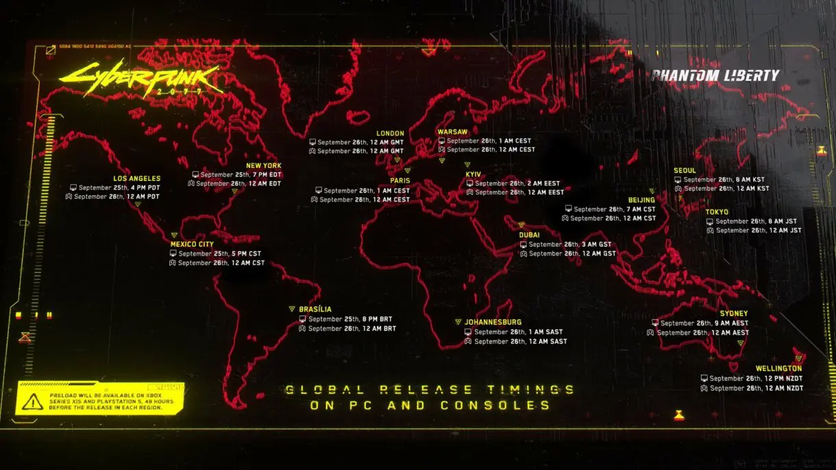 Cyberpunk 2077: Phantom Libery Horarios