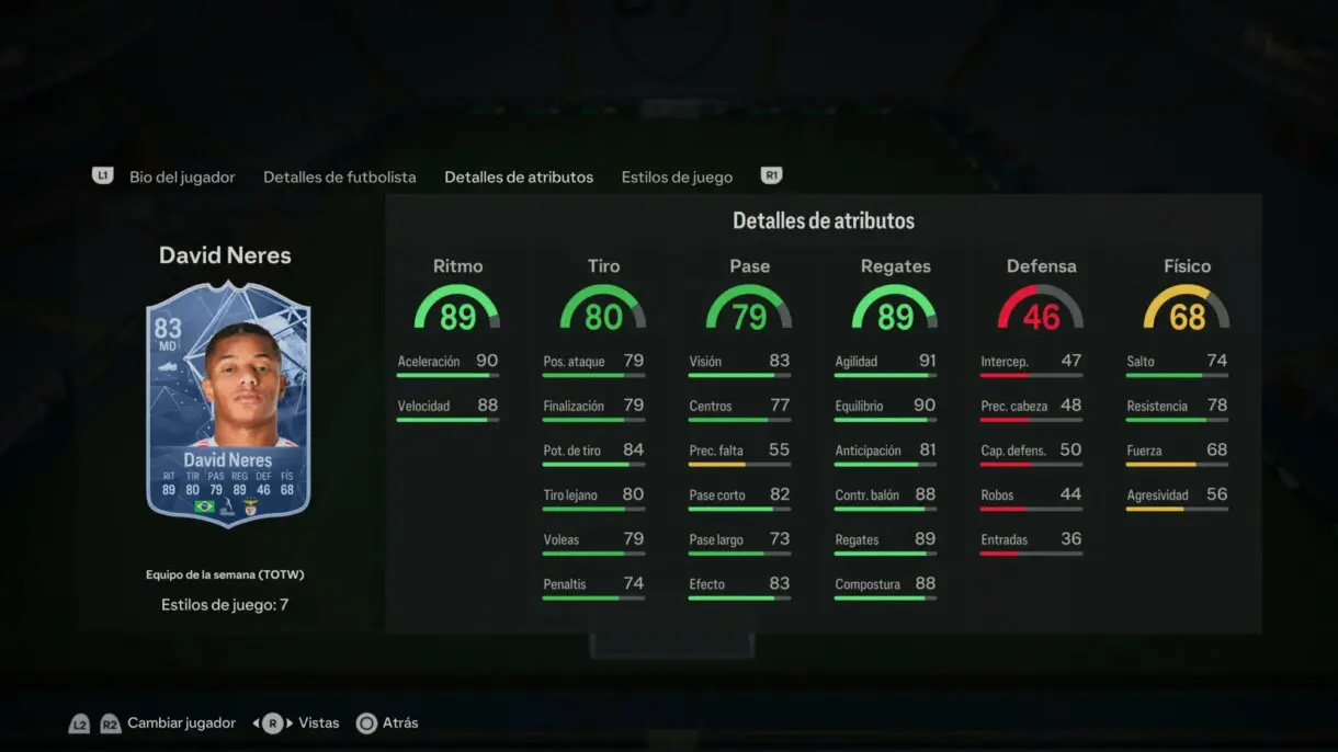 Stats in game David Neres IF EA Sports FC 24 Ultimate Team