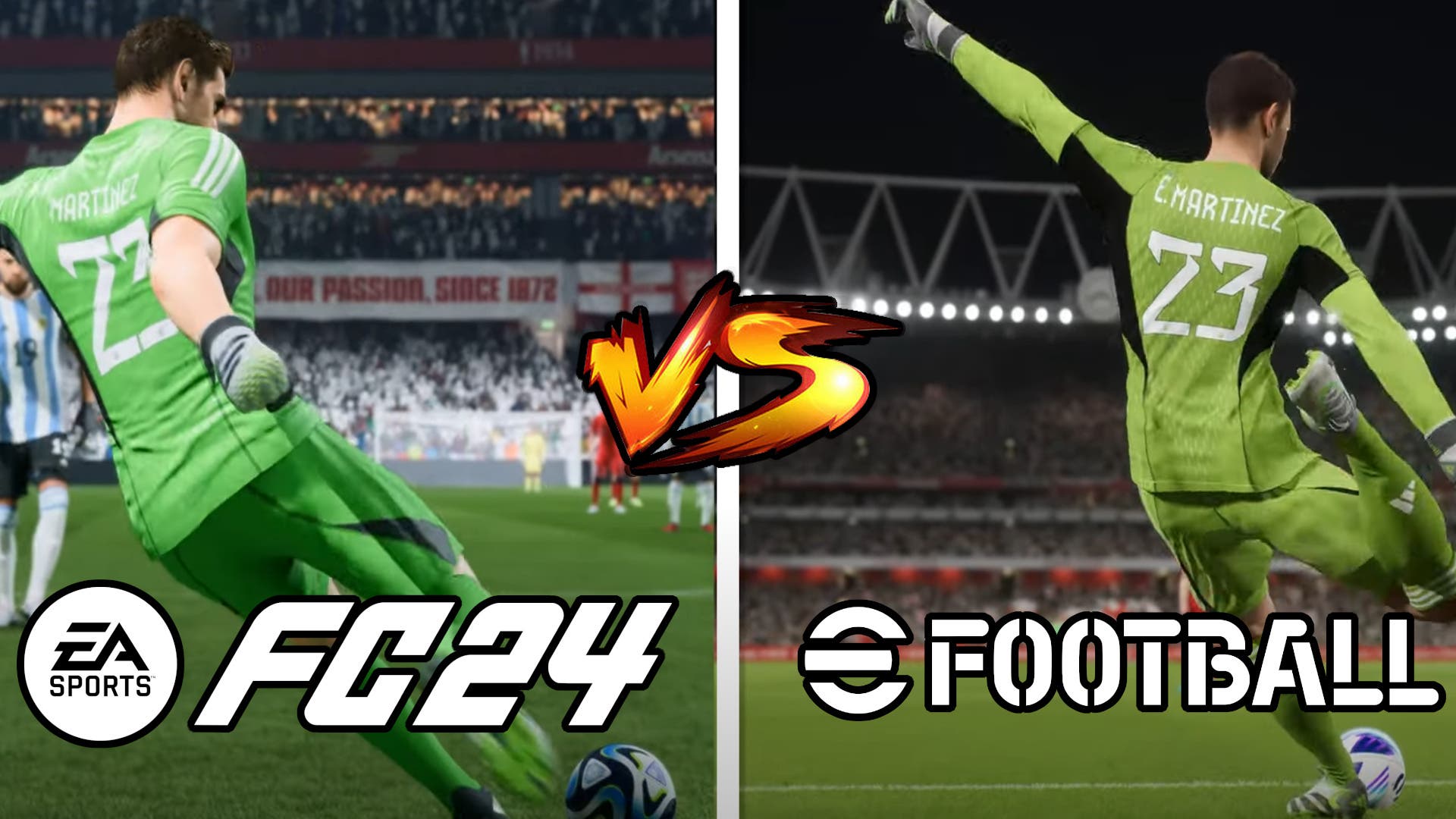 Comparan los gráficos de EA Sports FC 24 y eFootball 2024 para