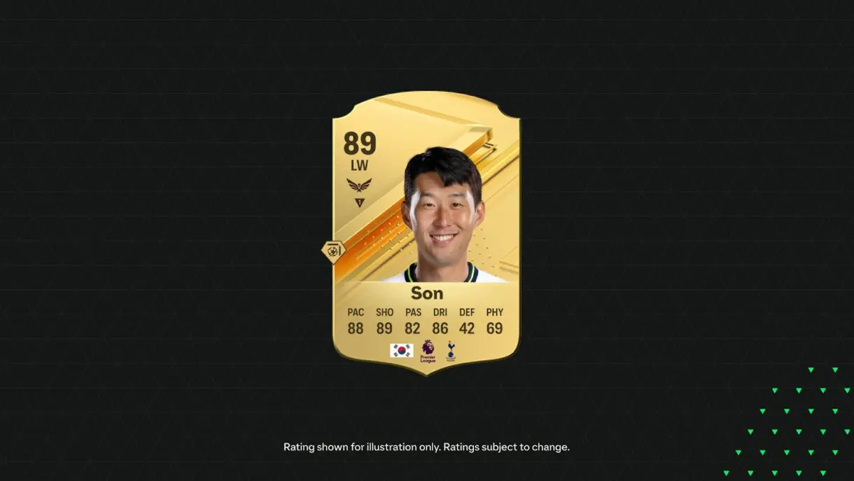 Carta de Son oro (pero sin números confirmados) con el diseño de EA Sports FC 24