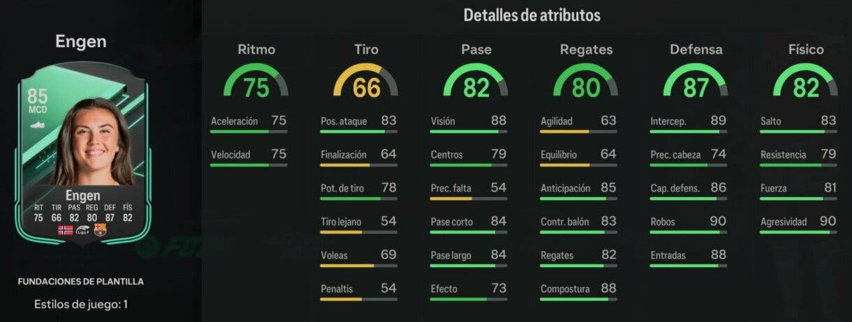 Stats in game Engen Fundaciones de Plantilla EA Sports FC 24 Ultimate Team