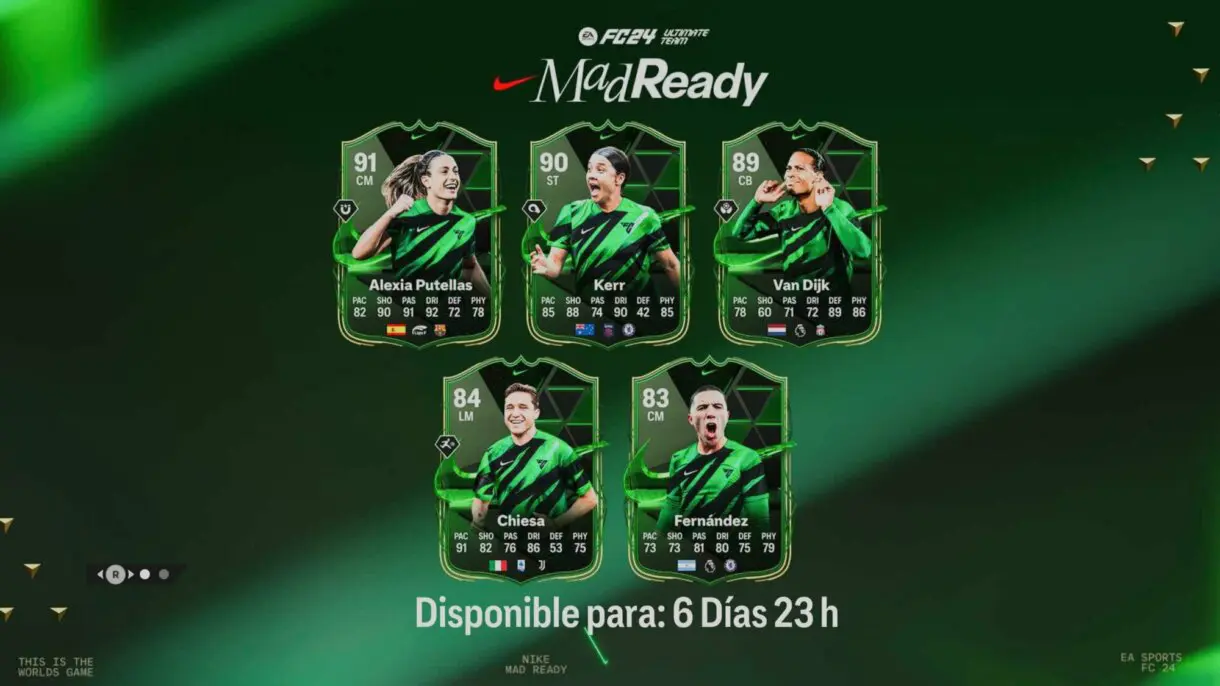 Pantalla de carga EA Sports FC 23 Ultimate Team con las cartsa de Mad Ready