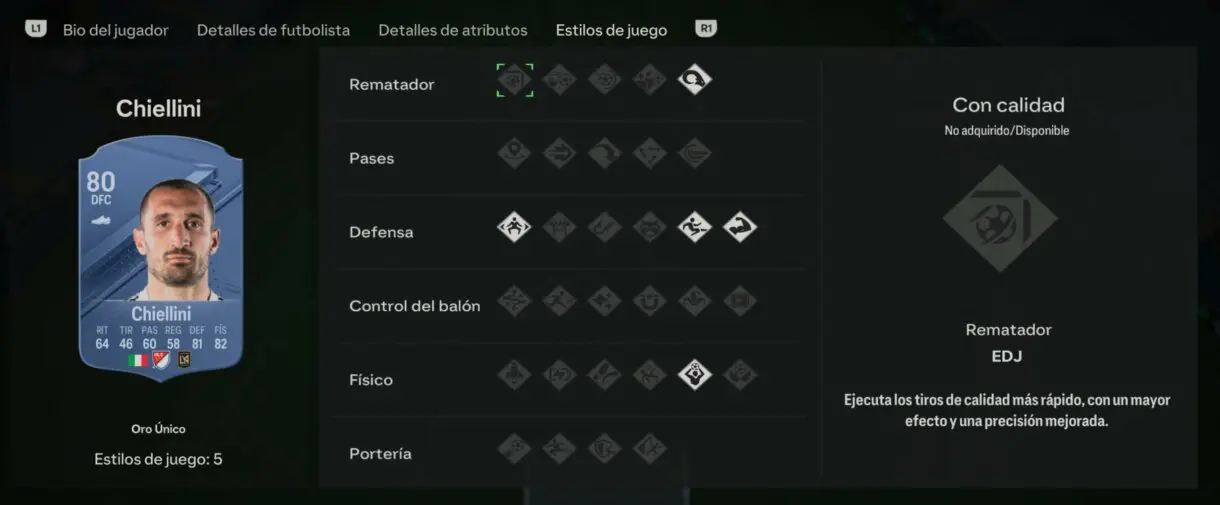 Estilos de Juego Chiellini EA Sports FC 24 Ultimate Team