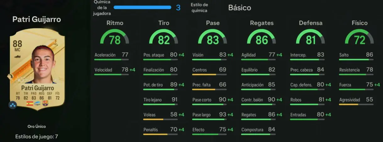 Stats in game Guijarro oro EA Sports FC 24 Ultimate Team