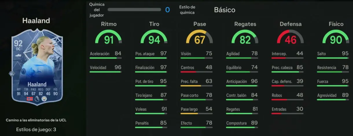 Stats in game Haaland RTTK EA Sports FC 24 Ultimate Team