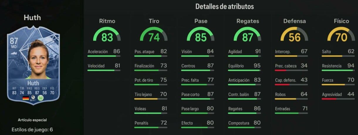 Stats in game Huth RTTK EA Sports FC 24 Ultimate Team