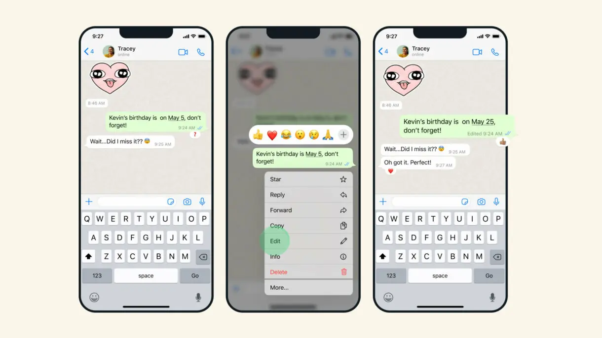 Editar mensajes WhatsApp.
