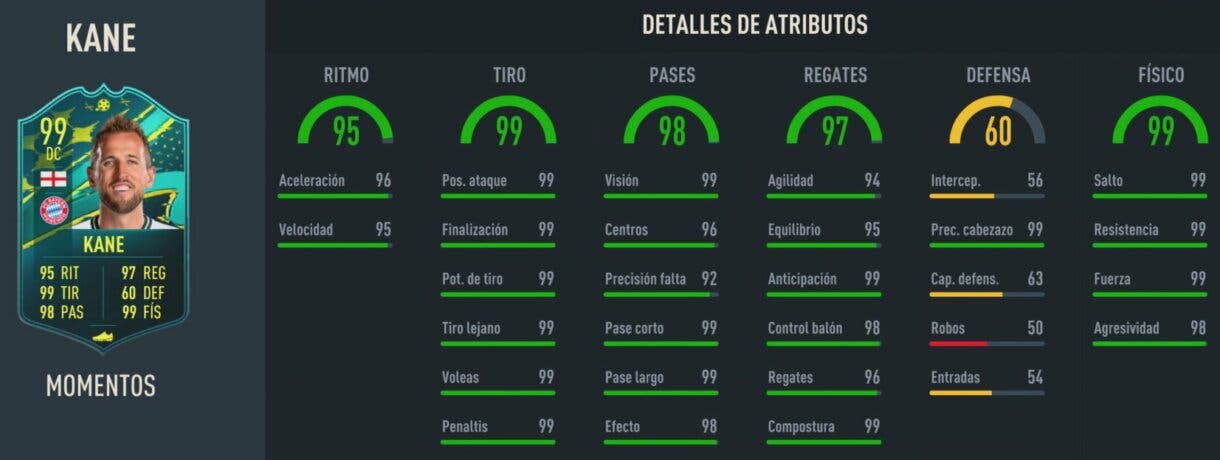Stats in game Kane Moments FIFA 23 Ultimate Team