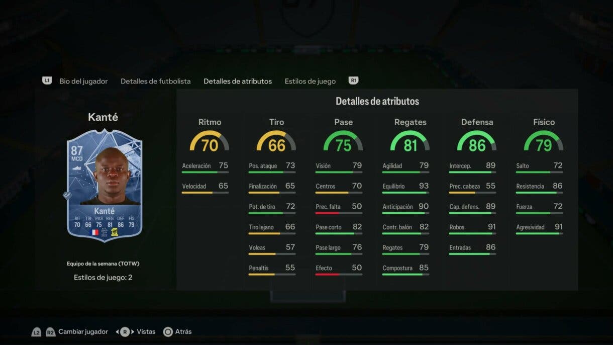 Stats in game Kanté IF EA Sports FC 24 Ultimate Team