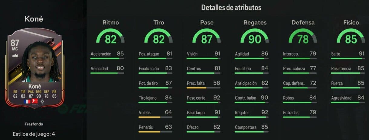 Stats in game Koné Trasfondo EA Sports FC 24 Ultimate Team