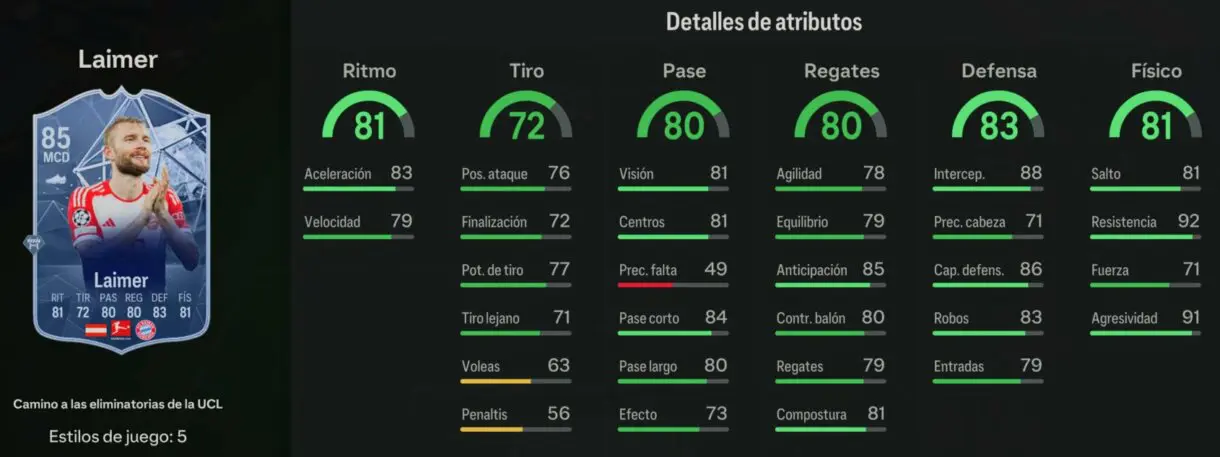 Stats in game Laimer RTTK EA Sports FC 24 Ultimate Team